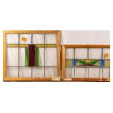 TWO CONTINENTAL ART DECO STAINED GLASS PANELS