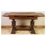 ENGLISH JACOBEAN STYLE DRAW LEAF DINING TABLE