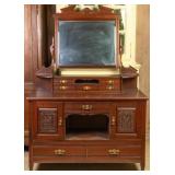 FRENCH MAHOGANY MIRRORED DRESSING TABLE