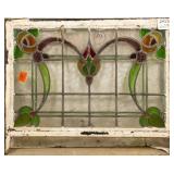FRENCH ART NOUVEAU STAINED GLASS PANEL