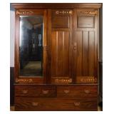 ENGLISH MAHOGANY TRIPLE ARMOIRE
