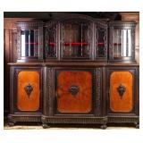 FRENCH CARVED OAK AND BURL WALNUT VITRINE BUFFET
