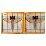 PAIR OF FRENCH ART NOUVEAU STAINED GLASS PANELS