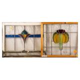 TWO CONTINENTAL STAINED GLASS PANELS
