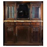FRENCH ART NOUVEAU MARBLE TOP VITRINE BUFFET