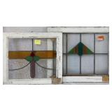 TWO CONTINENTAL STAINED GLASS PANELS