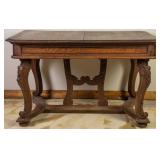 FRENCH CARVED OAK BREAKFAST TABLE
