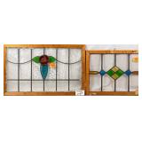 TWO CONTINENTAL STAINED GLASS PANELS
