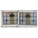 TWO ENGLISH STAINED GLASS PANELS