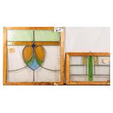 TWO CONTINENTAL STAINED GLASS PANELS