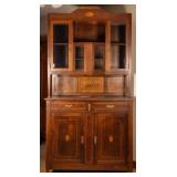 ENGLISH ART DECO INLAID OAK VITRINE