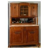 19TH C. FRENCH OAK RAISED MARBLE TOP BUFFET