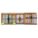 THREE ENGLISH ART DECO STAINED GLASS PANELS