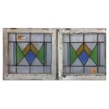 PAIR OF CONTINENTAL ART DECO STAINED GLASS PANELS