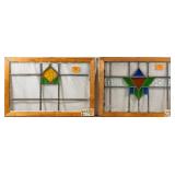 TWO CONTINENTAL ART DECO STAINED GLASS PANELS