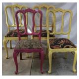 SET OF 5 SHABBY CHIC DINING CHAIRS