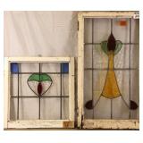 TWO ANTIQUE CONTINENTAL STAINED GLASS PANELS