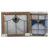 TWO ENGLISH STAINED GLASS PANELS