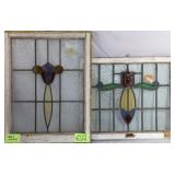 TWO ENGLISH STAINED GLASS PANELS