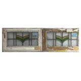 PAIR OF IRISH ART DECO STAINED GLASS PANELS