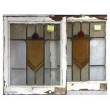 PAIR OF ANTIQUE CONTINENTAL STAINED GLASS PANELS