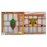 TWO FRENCH ART NOUVEAU STAINED GLASS PANELS