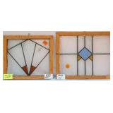TWO ENGLISH ART DECO STAINED GLASS PANELS