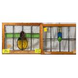 TWO CONTINENTAL STAINED GLASS PANELS