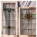 TWO CONTINENTAL STAINED GLASS PANELS