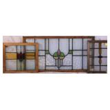 THREE CONTINENTAL STAINED GLASS PANELS