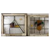 TWO ENGLISH ART DECO STAINED GLASS PANELS