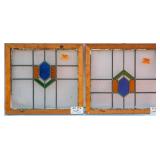 PAIR OF FRENCH ART DECO STAINED GLASS PANELS