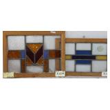 TWO ENGLISH ART DECO STAINED GLASS PANELS