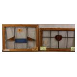 TWO ANTIQUE ENGLISH STAINED GLASS PANELS