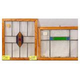 TWO ENGLISH ART DECO STAINED GLASS PANELS