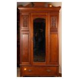 FRENCH ART NOUVEAU BEVELED ARMOIRE