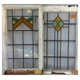 TWO CONTINENTAL STAINED GLASS PANELS
