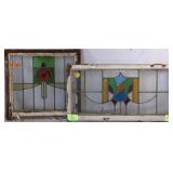 TWO IRISH STAINED GLASS PANELS