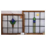 TWO IRISH STAINED GLASS PANELS