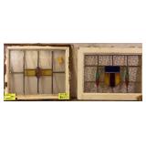 TWO ANTIQUE ENGLISH STAINED GLASS PANELS