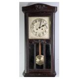 ENGLISH ART DECO OAK WALL CLOCK