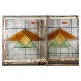 PAIR OF ENGLISH ART DECO STAINED GLASS PANELS