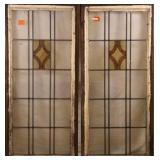 PAIR OF ANTIQUE IRISH STAINED GLASS PANELS