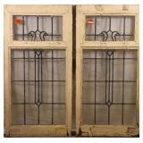 PAIR OF ANTIQUE CONTINENTAL LEADED GLASS PANELS