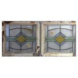 PAIR OF ENGLISH ART DECO STAINED GLASS PANELS