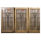 SET OF 3 ANTIQUE FRENCH LEADED GLASS PANELS