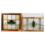 TWO CONTINENTAL STAINED GLASS PANELS