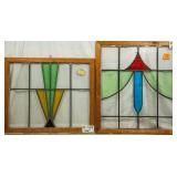 TWO ANTIQUE CONTINENTAL STAINED GLASS PANELS