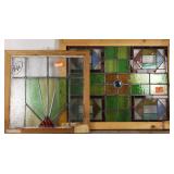 TWO FRENCH ART DECO STAINED GLASS PANELS