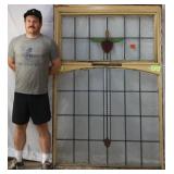 SET OF 2 ENGLISH ART DECO STAINED GLASS PANEL